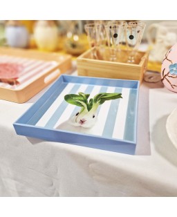 Vassoio o svuotatasche quadrato 20x20 cm con decoro coniglio WD LifeStyle