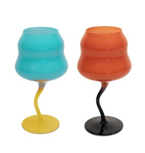 Set 2 calici da cocktail in vetro azzurro e arancio WD LifeStyle
