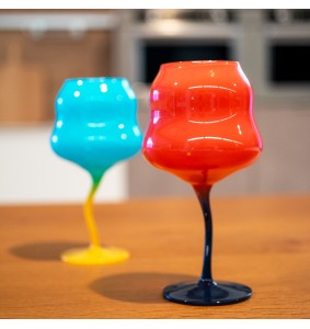 Set 2 calici da cocktail in vetro azzurro e arancio WD LifeStyle