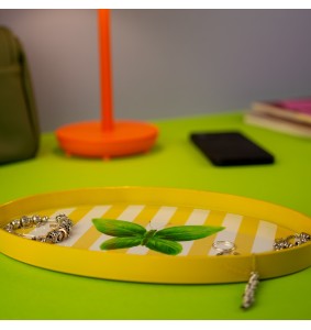 Vassoio o svuotatasche ovale 28x17 cm con decoro farfalla WD LifeStyle