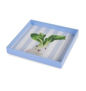 Vassoio o svuotatasche quadrato 20x20 cm con decoro coniglio WD LifeStyle