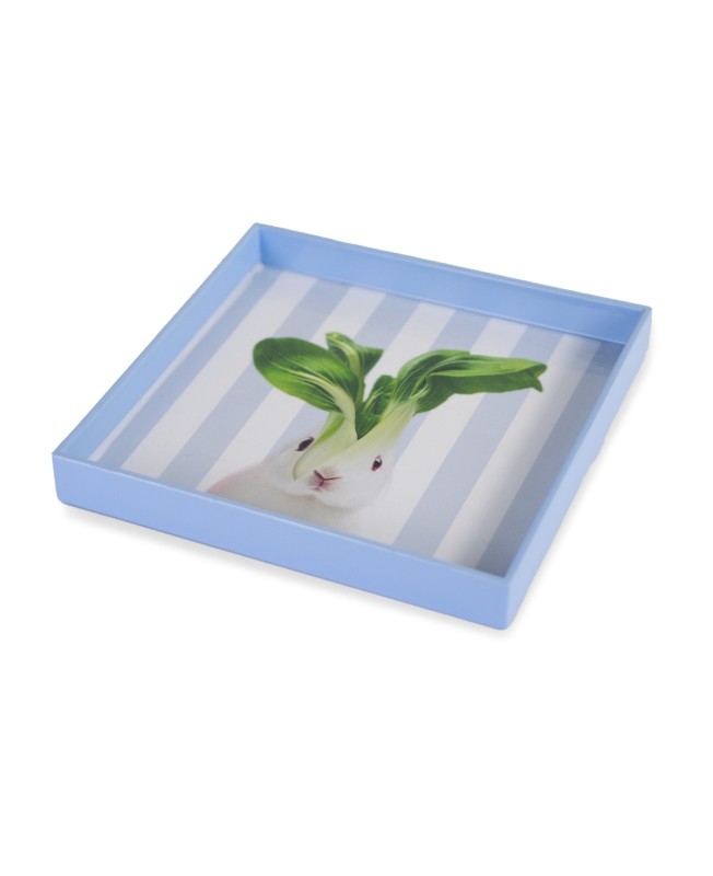 Vassoio o svuotatasche quadrato 20x20 cm con decoro coniglio WD LifeStyle
