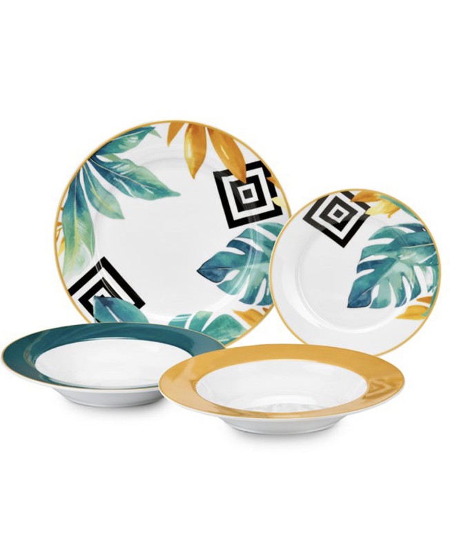 Fade servizio di piatti 18 pezzi in porcellana Palm