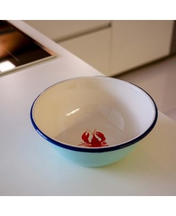 WD Lifestyle insalatiera in latta smaltata crema stile retrò Aragosta