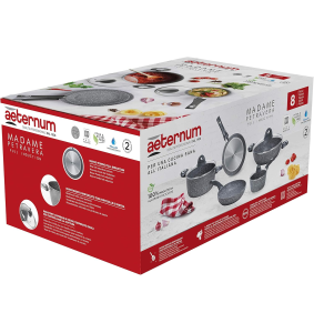 Batteria di Pentole 8 pezzi Antiaderenti ad Induzione Madame Petravera 3.0