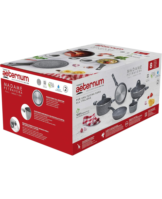 Batteria di Pentole 8 pezzi Antiaderenti ad Induzione Madame Petravera 3.0