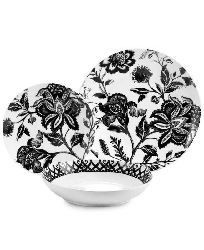 Fade servizio di piatti 18 pezzi in porcellana Armonia Nero