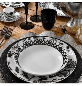 Fade servizio di piatti 18 pezzi in porcellana Armonia Nero