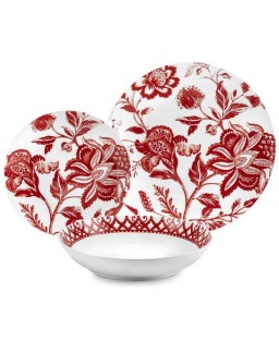 Fade servizio di piatti 18 pezzi in porcellana Armonia Rosso