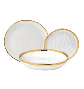 Fade servizio di piatti 18 pezzi in porcellana bianca e oro Pepita