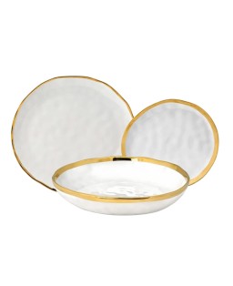 Fade servizio di piatti 18 pezzi in porcellana bianca e oro Pepita