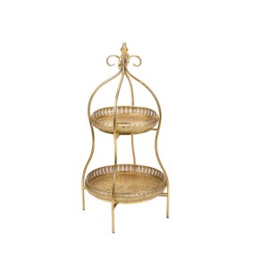 Fade alzata 2 piani 40x82cm in metallo oro chiaro Raissa