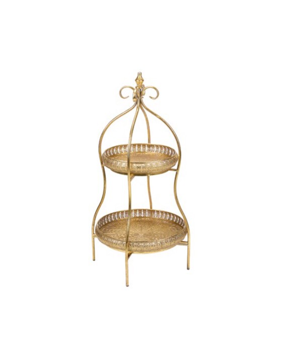 Fade alzata 2 piani 40x82cm in metallo oro chiaro Raissa