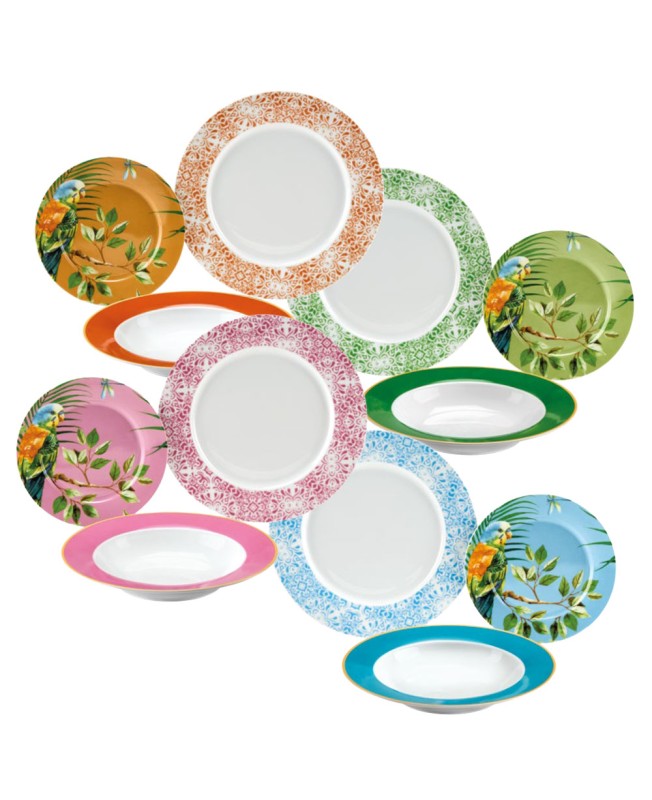 Fade servizio di piatti 12 pz colori assortiti Parrot