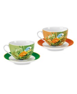 Fade set 2 tazze da colazione con piattino colori assortiti Parrot