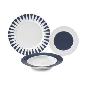 Fade servizio di piatti da 18 pz in porcellana Geometric Blu