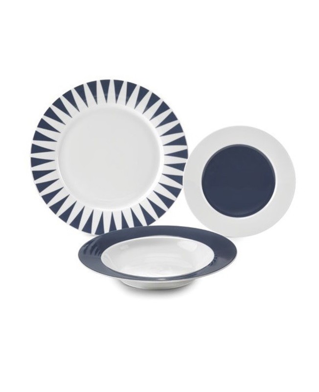 Fade servizio di piatti da 18 pz in porcellana Geometric Blu