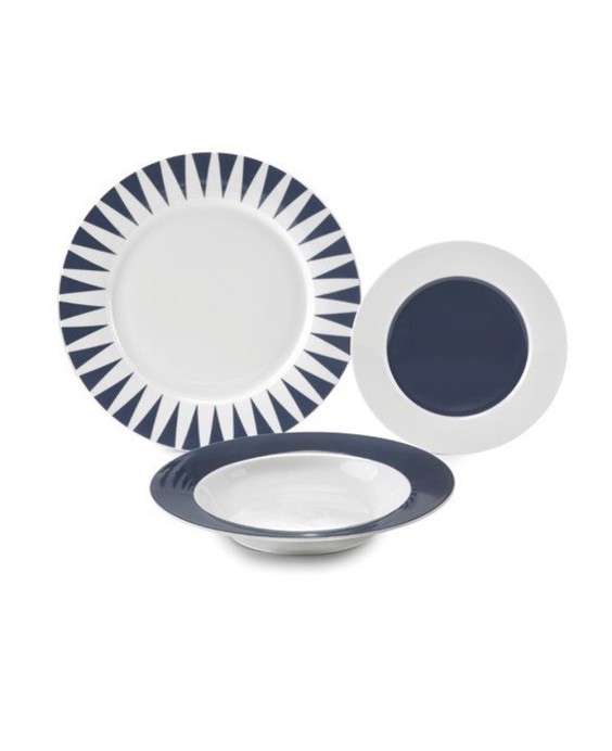 Fade servizio di piatti da 18 pz in porcellana Geometric Blu