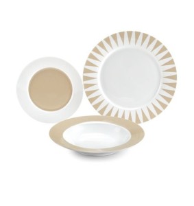 Fade servizio di piatti da 18 pz in porcellana Geometric Tortora