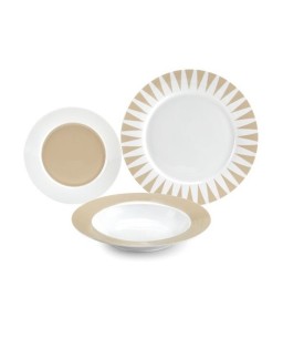 Fade servizio di piatti da 18 pz in porcellana Geometric Tortora