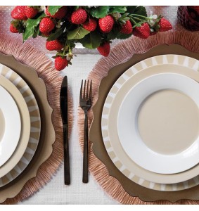 Fade servizio di piatti da 18 pz in porcellana Geometric Tortora