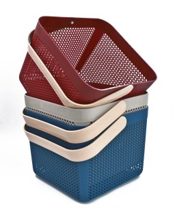 Cesto contenitore in Eco-Plastik con maniglia ROZA 23,5x23,5xH18,50cm vari colori